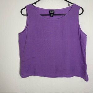 Eileen Fisher Women’s PM Purple Irish Linen Crop Tank Top Sleeveless
